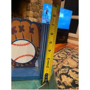 Wood Baseball Mitt and Ball Kids Bookends Bedroom Playroom Beriwinkle Multicolor